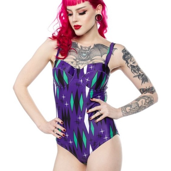 Sourpuss Other - 💚💜Sourpuss Haunted Diamonds One Piece Swimsuit💜